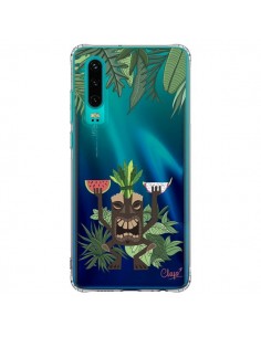 Coque Huawei P30 Tiki Thailande Jungle Bois Transparente...