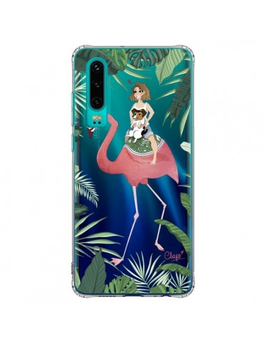 Coque Huawei P30 Lolo Love Flamant Rose Chien Transparente - Chapo