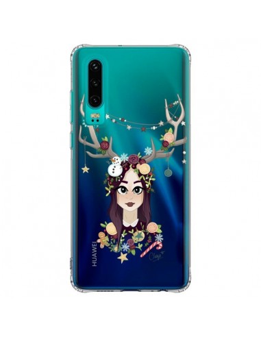 Coque Huawei P30 Christmas Girl Femme Noel Bois Cerf Transparente - Chapo