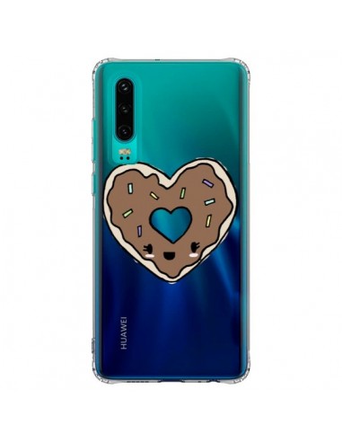 Coque Huawei P30 Donuts Heart Coeur Chocolat Transparente - Claudia Ramos