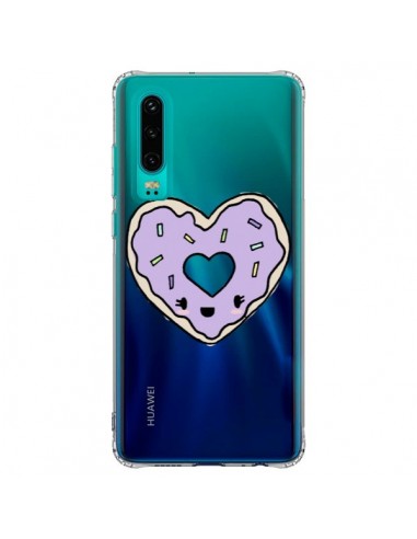 Coque Huawei P30 Donuts Heart Coeur Violet Transparente - Claudia Ramos