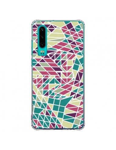 Coque Huawei P30 Azteque Triangles Vert Violet - Eleaxart