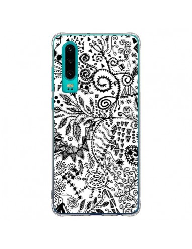 Coque Huawei P30 Azteque Blanc et Noir - Eleaxart