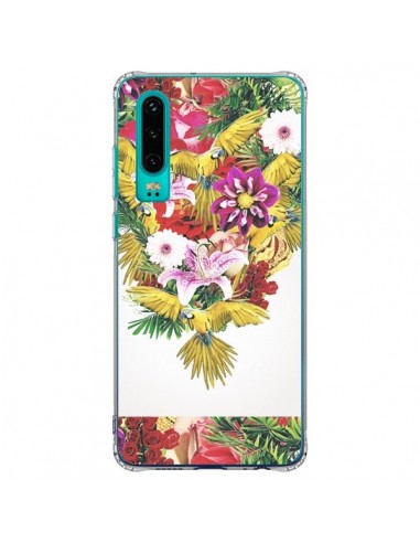 Coque Huawei P30 Parrot Floral Perroquet Fleurs - Eleaxart