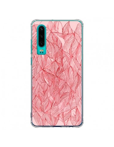 Coque Huawei P30 Courbes Meandre Rouge Cerise -  Léa Clément