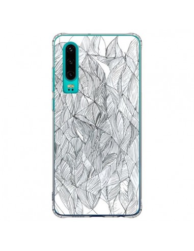 Coque Huawei P30 Courbes Meandre Blanc Noir -  Léa Clément