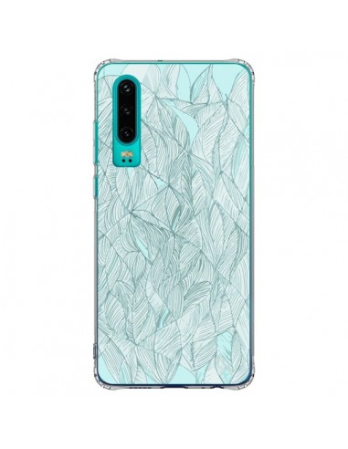 Coque Huawei P30 Courbes Meandre Bleu Vert Nuageux -  Léa Clément