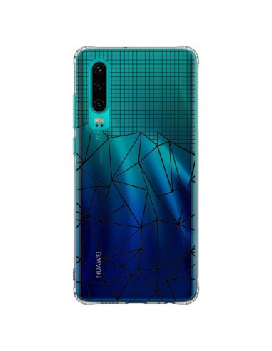 Coque Huawei P30 Lignes Grille Grid Abstract Noir Transparente - Project M