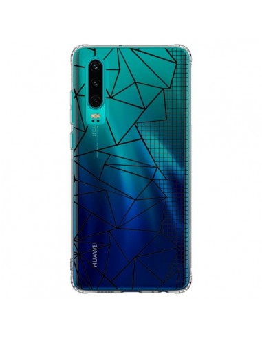 Coque Huawei P30 Lignes Grilles Side Grid Abstract Noir Transparente - Project M