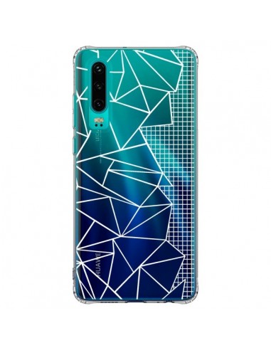 Coque Huawei P30 Lignes Grilles Side Grid Abstract Blanc Transparente - Project M