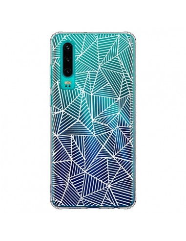 Coque Huawei P30 Lignes Grilles Triangles Full Grid Abstract Blanc Transparente - Project M