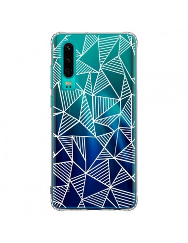 Coque Huawei P30 Lignes Grilles Triangles Grid Abstract Blanc Transparente - Project M