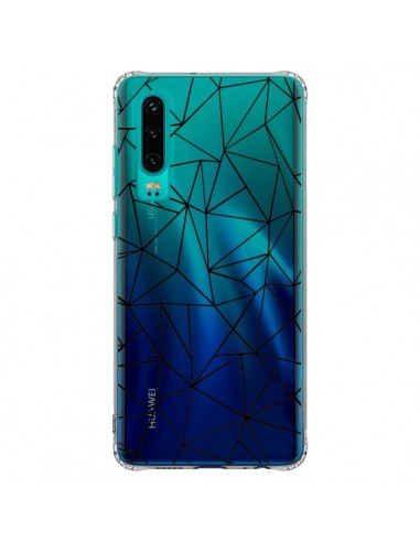 Coque Huawei P30 Lignes Triangles Grid Abstract Noir Transparente - Project M
