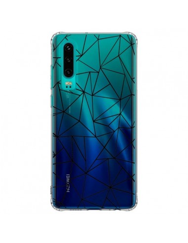 Coque Huawei P30 Lignes Triangles Grid Abstract Noir Transparente - Project M