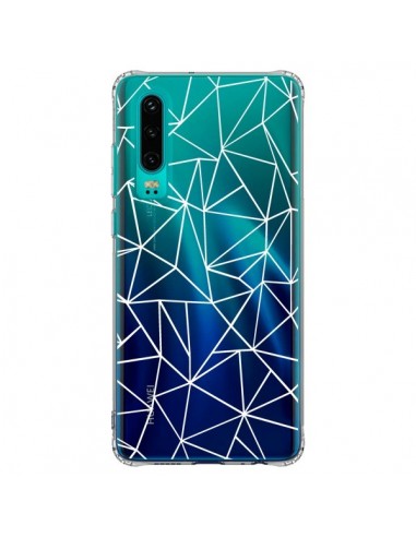 Coque Huawei P30 Lignes Triangles Grid Abstract Blanc Transparente - Project M