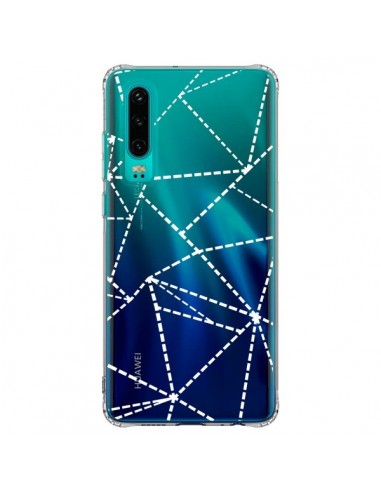 Coque Huawei P30 Lignes Points Abstract Blanc Transparente - Project M