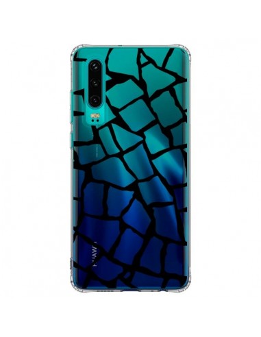 Coque Huawei P30 Girafe Mosaïque Noir Transparente - Project M