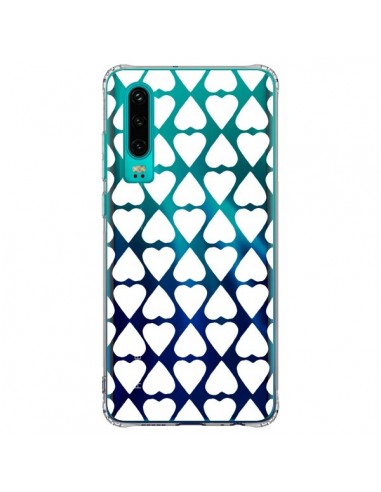 Coque Huawei P30 Coeurs Heart Blanc Transparente - Project M