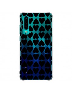 Coque Huawei P30 Coeurs Heart Noir Transparente - Project M