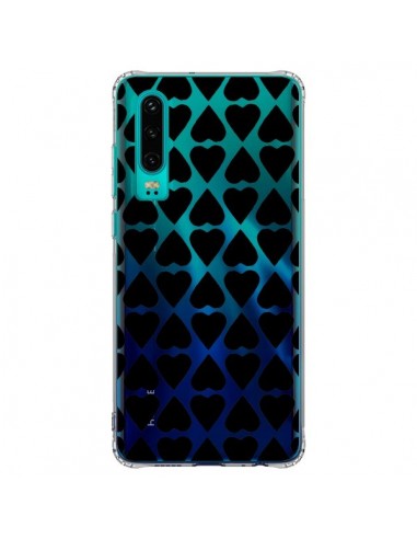 Coque Huawei P30 Coeurs Heart Noir Transparente - Project M