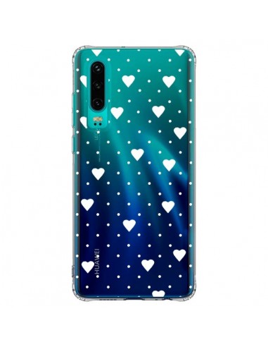 Coque Huawei P30 Point Coeur Blanc Pin Point Heart Transparente - Project M
