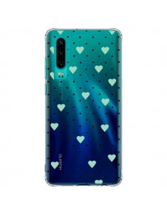 Coque Huawei P30 Point Coeur Mint Bleu Vert Pin Point...