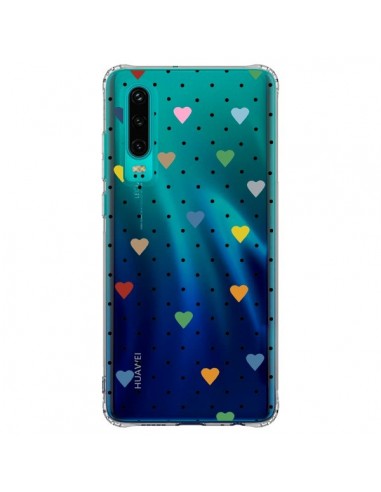 Coque Huawei P30 Point Coeur Coloré Pin Point Heart Transparente - Project M