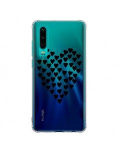 Coque Huawei P30 Coeurs Heart Love Noir Transparente -...