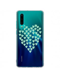 Coque Huawei P30 Coeurs Heart Love Mint Bleu Vert...