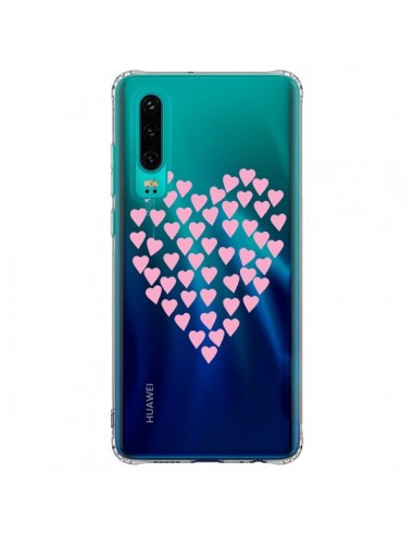 Coque Huawei P30 Coeurs Heart Love Rose Pink Transparente - Project M