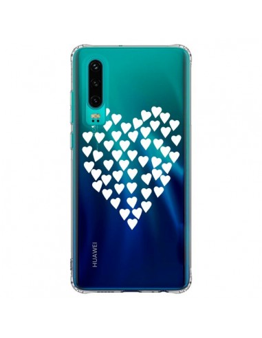 Coque Huawei P30 Coeurs Heart Love Blanc Transparente - Project M