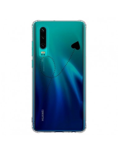 Coque Huawei P30 Travel to your Heart Noir Voyage Coeur Transparente - Project M