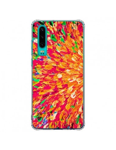 Coque Huawei P30 Fleurs Oranges Neon Splash - Ebi Emporium