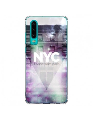 Coque Huawei P30 I Love New York City Violet Vert - Javier Martinez