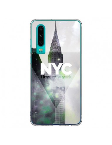 Coque Huawei P30 I Love New York City Gris Violet Vert - Javier Martinez