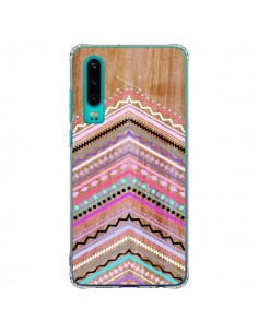 Coque Huawei P30 Purple Chevron Wild Wood Bois Azteque...