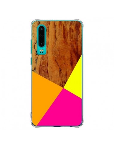 Coque Huawei P30 Wooden Colour Block Bois Azteque Aztec Tribal - Jenny Mhairi