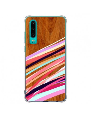 Coque Huawei P30 Wooden Waves Coral Bois Azteque Aztec Tribal - Jenny Mhairi