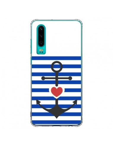 Coque Huawei P30 Mariniere Encre Marin Coeur - Jonathan Perez