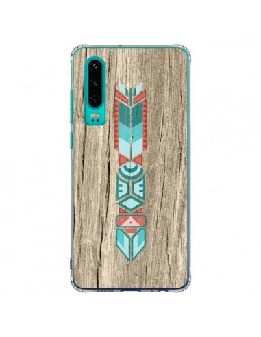 Coque Huawei P30 Totem Tribal Azteque Bois Wood - Jonathan Perez