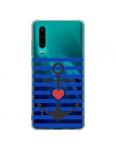 Coque Huawei P30 Mariniere Ancre Marin Coeur Transparente - Jonathan Perez