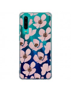 Coque Huawei P30 Fleurs Roses Flower Transparente -...
