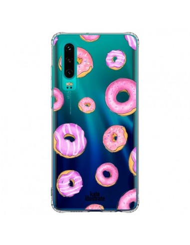 Coque Huawei P30 Pink Donuts Rose Transparente - kateillustrate