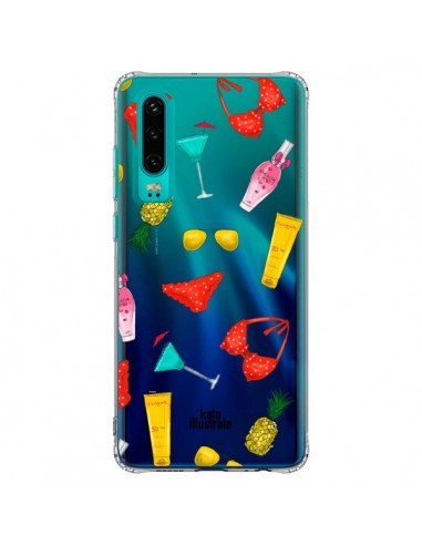 Coque Huawei P30 Summer Essentials Ete Essentiel Transparente - kateillustrate