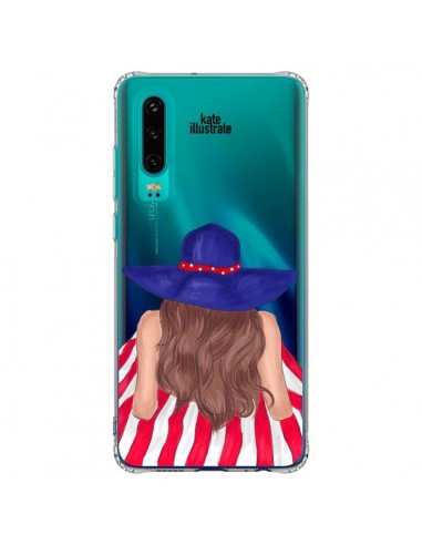 Coque Huawei P30 Beah Girl Fille Plage Transparente - kateillustrate