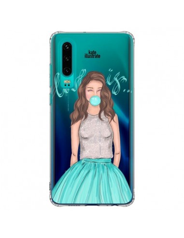 Coque Huawei P30 Bubble Girls Tiffany Bleu Transparente - kateillustrate