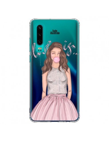 Coque Huawei P30 Bubble Girl Tiffany Rose Transparente - kateillustrate