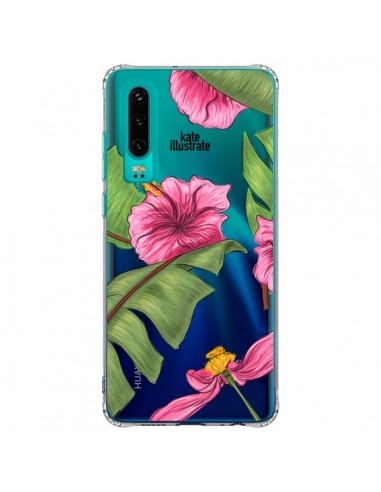 Coque Huawei P30 Tropical Leaves Fleurs Feuilles Transparente - kateillustrate