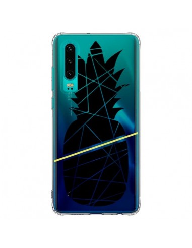 Coque Huawei P30 Ananas Noir Transparente - Koura-Rosy Kane