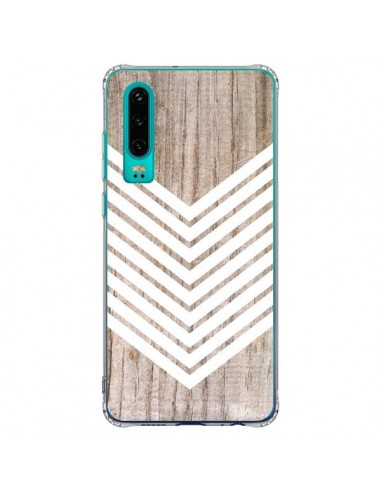 Coque Huawei P30 Tribal Aztèque Bois Wood Flèche Blanc - Laetitia